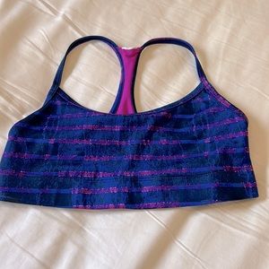 Blue and purple sports bra